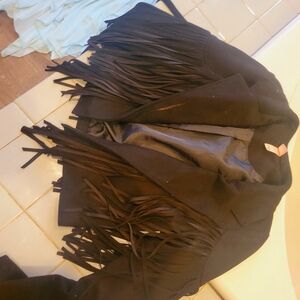 Youth Black Frindge Coat